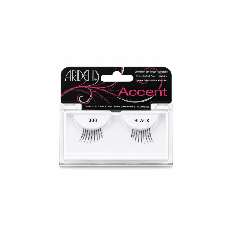 Pestañas Postizas Accent 308 Black Ardell – pestañas de efecto natural para el extremo exterior del ojo