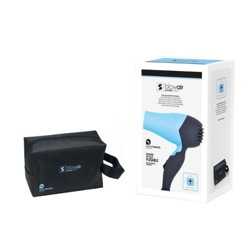 Secador de Viaje Mini Plegable Blow Air Pocket Azul 850W Profesional de Perfect Beauty