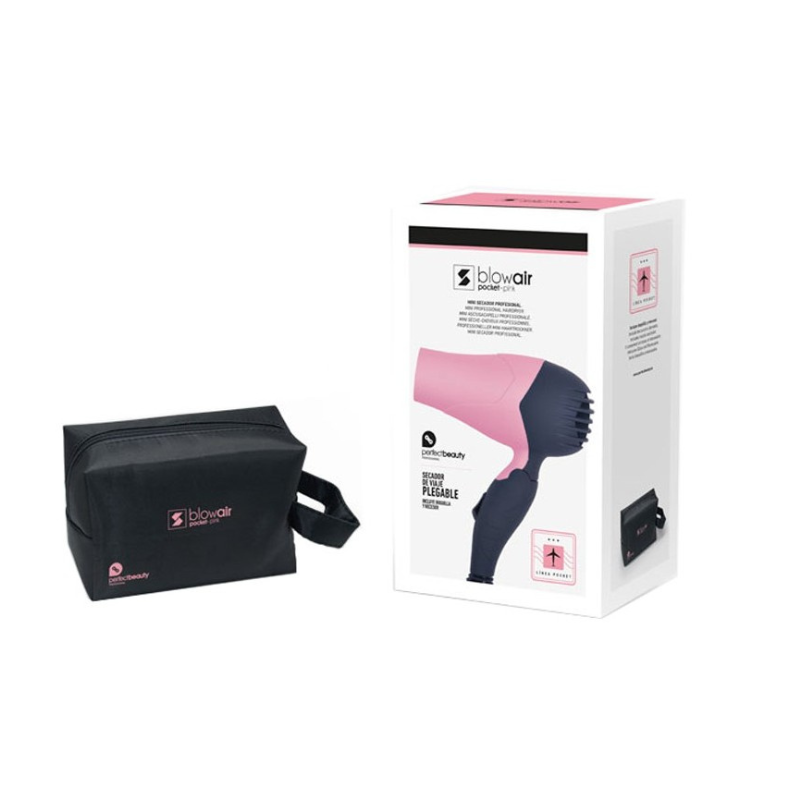 Secador de Viaje Mini Plegable Blow Air Pocket Rosa 850W Profesional de Perfect Beauty