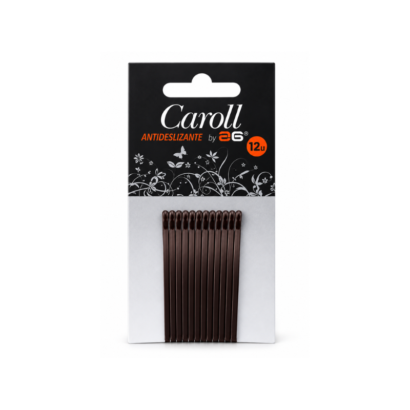 Horquillas Antideslizantes para el Cabello Caroll Castaño 12 Uds de Asuer