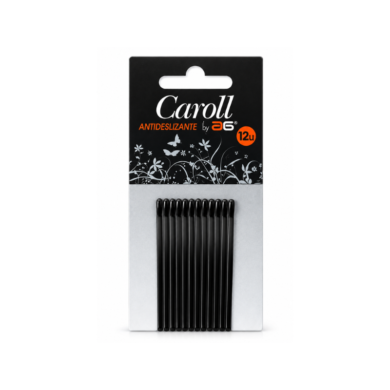 Horquillas Antideslizantes para el Cabello Caroll Negro 12 Uds de Asuer