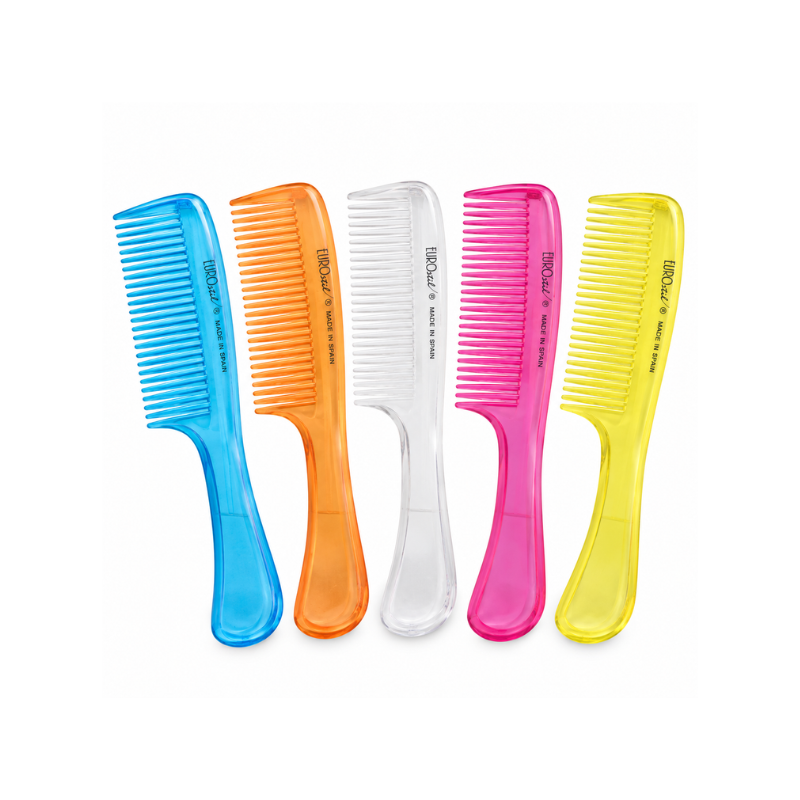 Peine Escarpidor con Mango para Desenredar el Cabello Colores Traslúcidos Ref. 01854 de Eurostil
