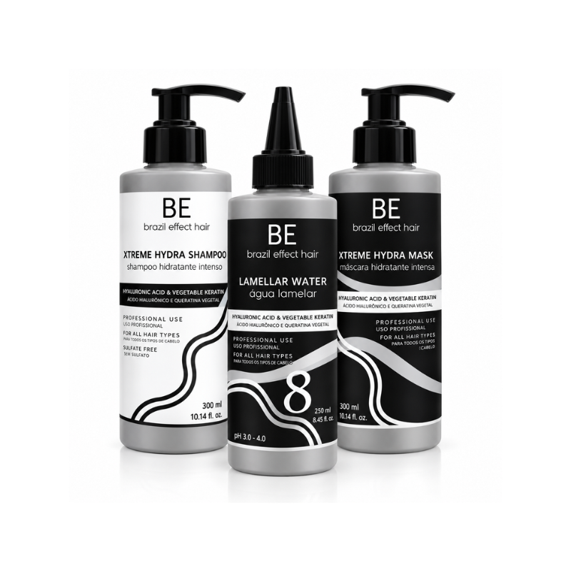 Kit Bótox Capilar Xtreme Hydra con Keratina Vegetal y Ácido Hialurónico 3 x 300 ml de BE Teknic