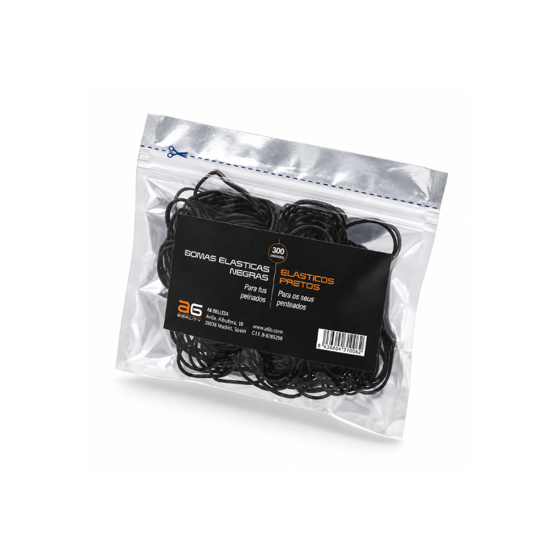 Gomas Elásticas Negras para el Cabello Pack 300 Uds Ref. 33125 de Asuer