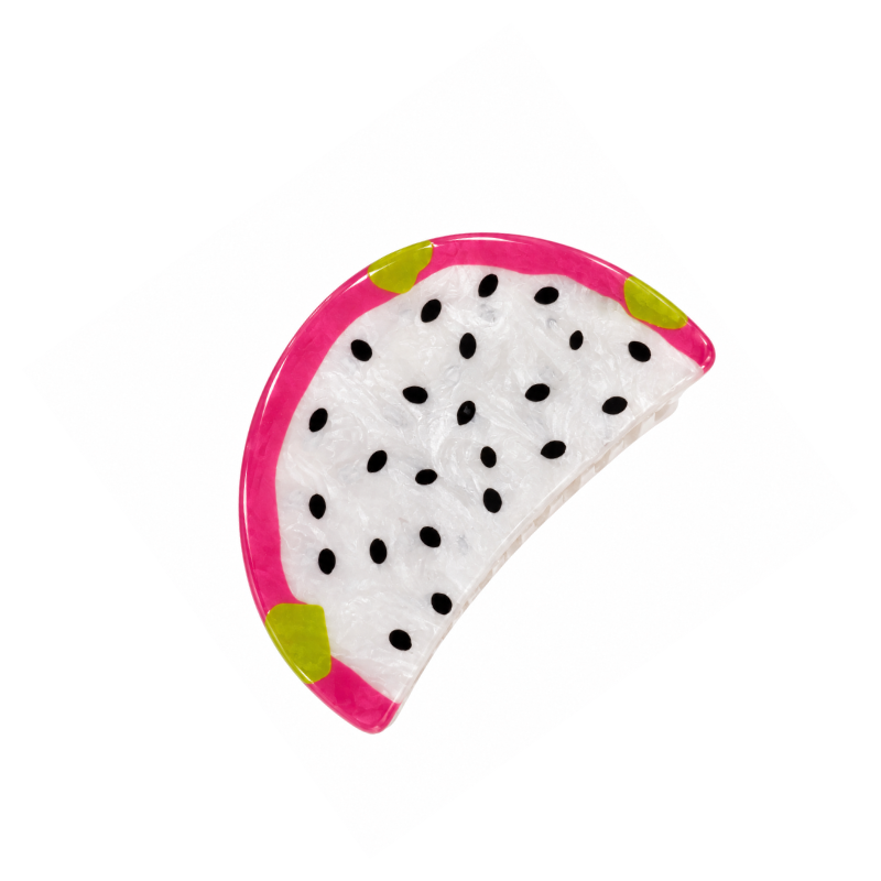 Pinza para el Pelo con Forma de Pitahaya Rosa y Blanca