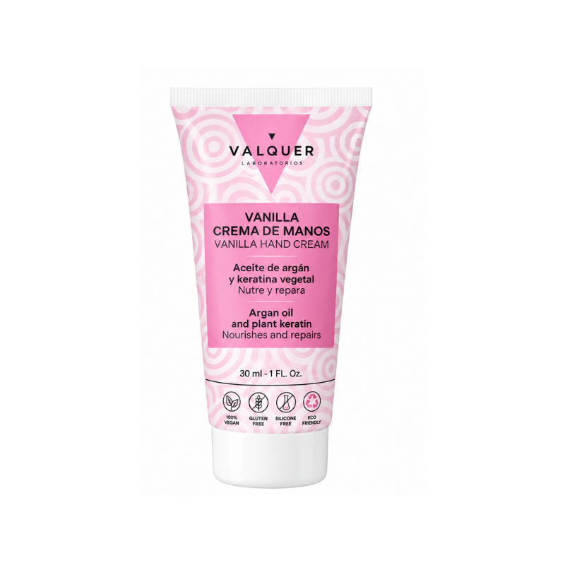 Crema Reparadora de Manos con Argán y Keratina Aroma Vainilla 30 ml de Valquer