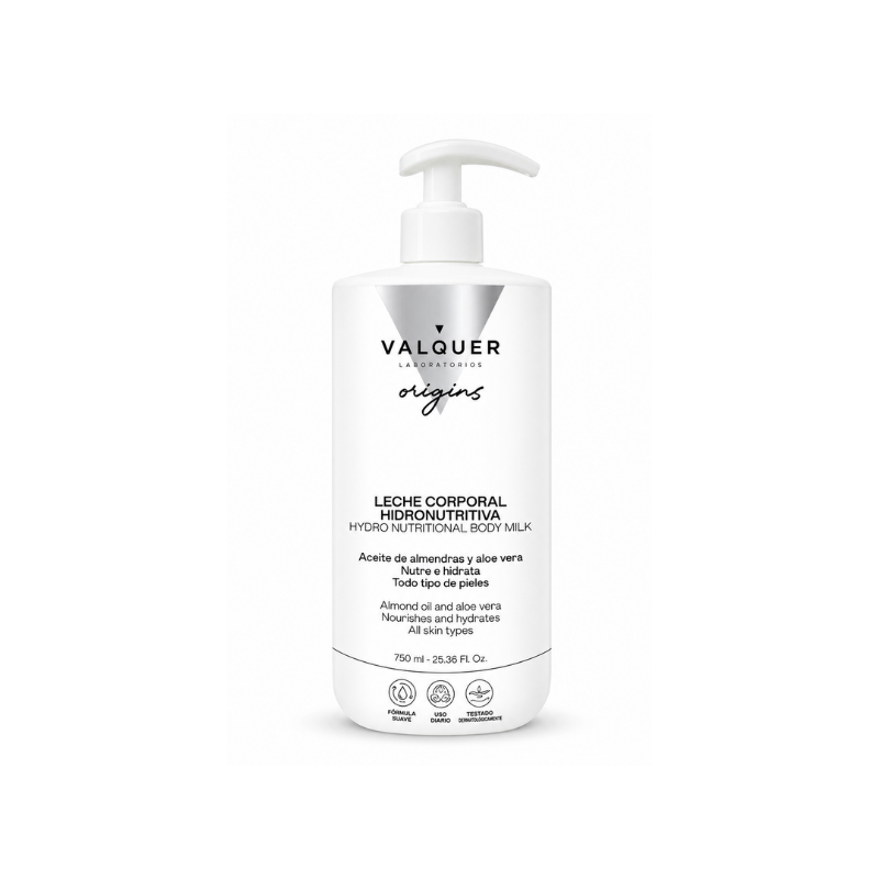 Leche Corporal Hidratante y Nutritiva 24H con Aceite de Almendras y Aloe Vera de Valquer